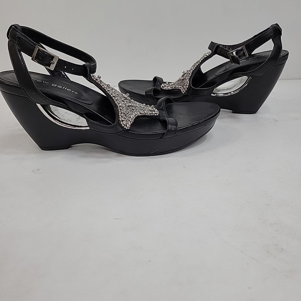 Andrew Geller Anderson Rhinestone Women's Wedge Sandal Size 7 M Preppy Strappy‎ - Picture 3 of 6